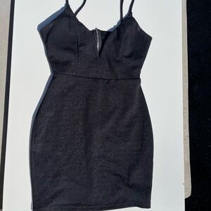 Windsor Black Sparkle Spaghetti-Strap Mini Dress